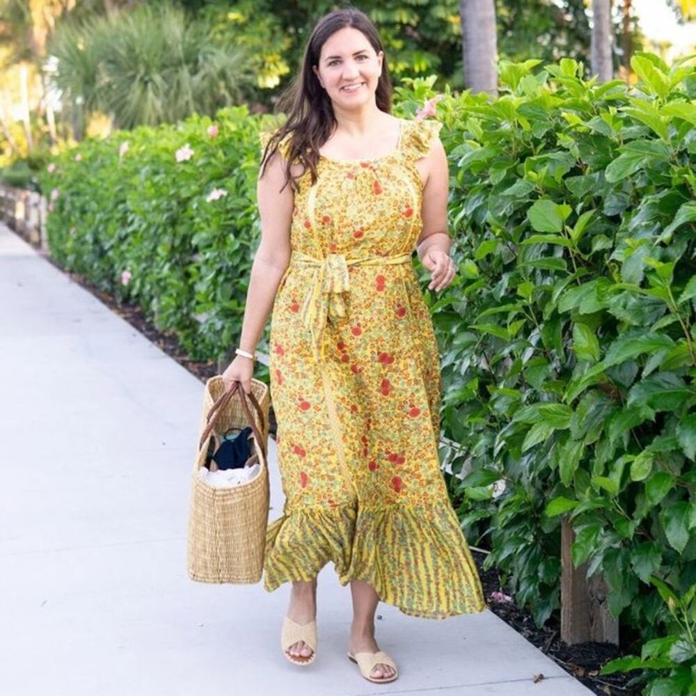 Roller Rabbit Rhody Stripe Zarela Midi Floral Dress